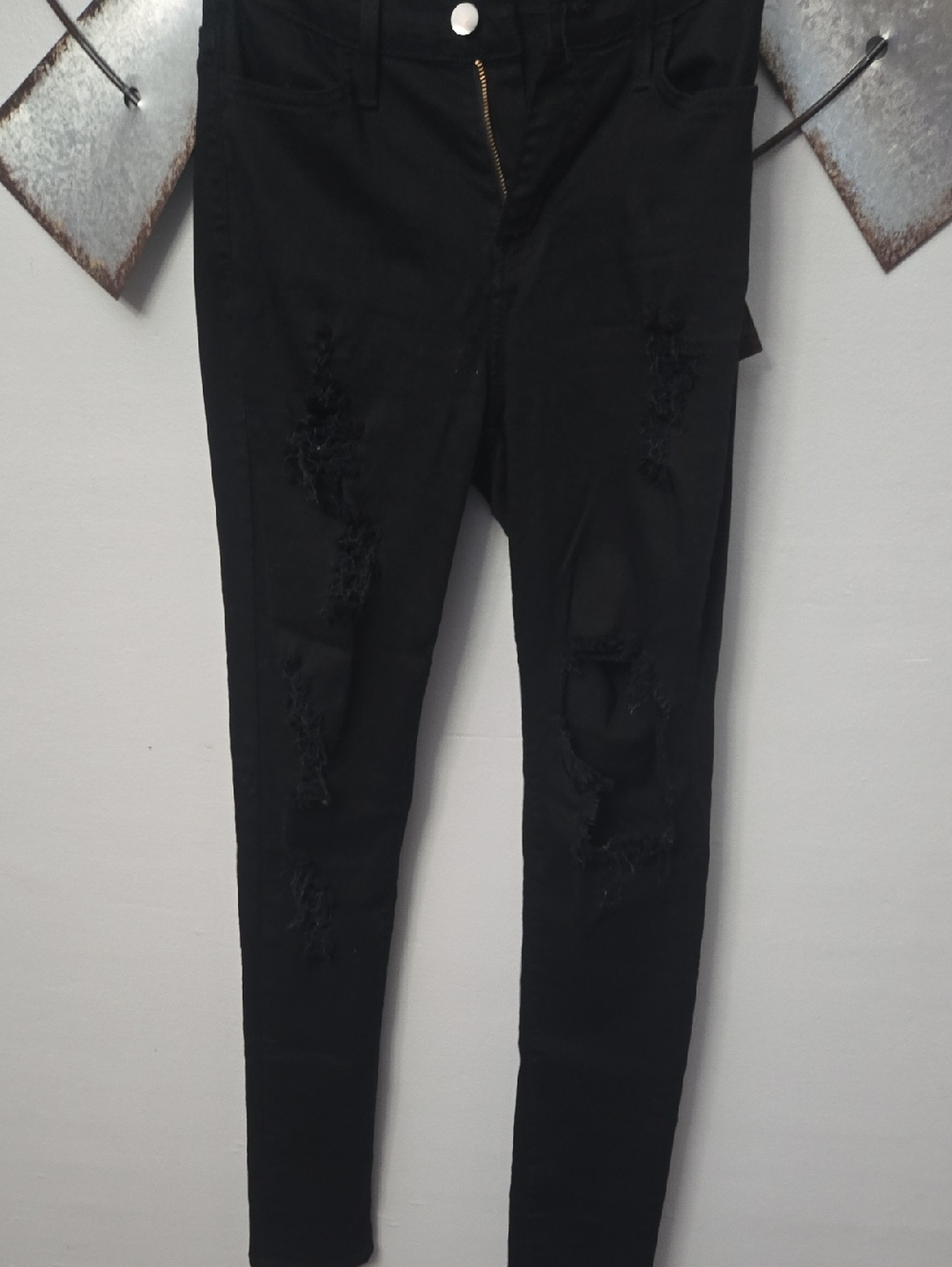 Fashion Nova Black Skinny Distressed Jeans